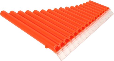 BESTYASH 16-tube Pan Flute Instrument for Beginners in C Key, Orange Wooden Panpipes Suitable for Student Practice and Folk Music Performance in Kuwait