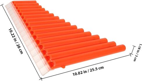 BESTYASH 16-tube Pan Flute Instrument for Beginners in C Key, Orange Wooden Panpipes Suitable for Student Practice and Folk Music Performance in Kuwait