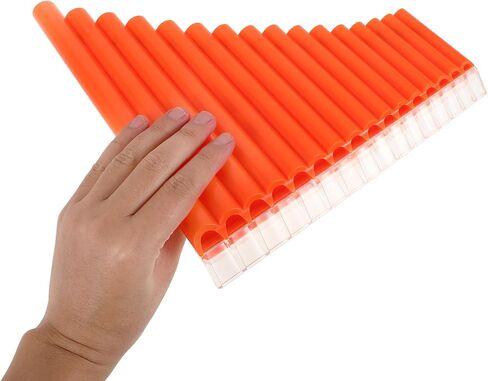 BESTYASH 16-tube Pan Flute Instrument for Beginners in C Key, Orange Wooden Panpipes Suitable for Student Practice and Folk Music Performance in Kuwait