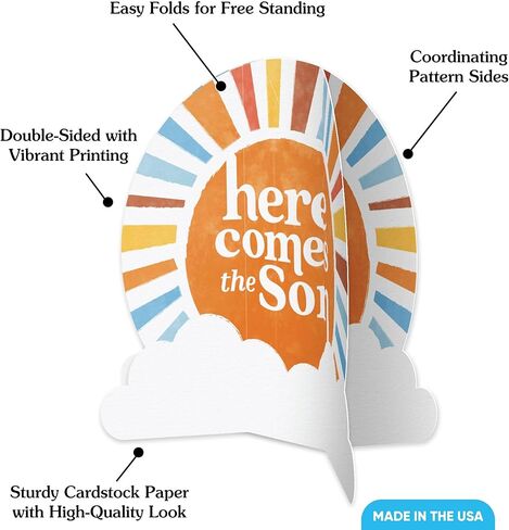 Big Dot of Happiness 3D Here Comes the Son Centerpiece Table Decorations, Freestanding Boy Boho Baby Shower Decor, Retro Sunshine Party Centerpieces - 8 Count in Saudi Arabia