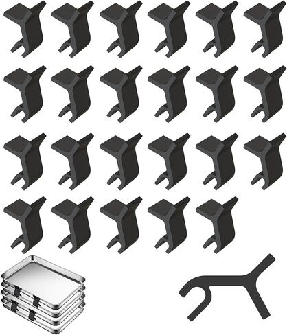 Linkidea 24 PCS Plastic Baking Tray Stacker, Baking Pan Organizer Stabilizing Bracket, Tray Stackers for Cookie Sheets, Suitable for Party Entertaining Reunion Food Display (Black), GSR2-01 in Saudi Arabia