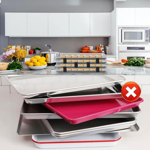 Linkidea 24 PCS Plastic Baking Tray Stacker, Baking Pan Organizer Stabilizing Bracket, Tray Stackers for Cookie Sheets, Suitable for Party Entertaining Reunion Food Display (Black), GSR2-01 in Saudi Arabia
