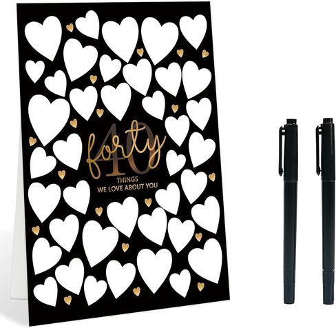 40 سببًا لماذا نحبك كبديل لكتاب الضيوف، لافتة سوداء لحفلة عيد الميلاد الأربعين مقاس 8 × 11 بوصة مع قلم، علامة هدايا ديكورات هدايا عيد الميلاد، هدايا عمرها 40 عامًا له ولها، 2 in Kuwait