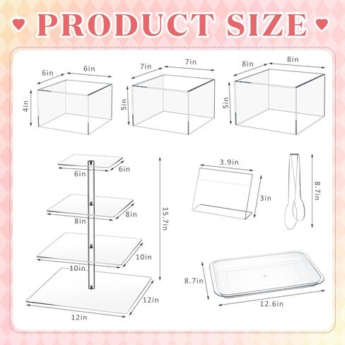 Ripeng 11 Pack Dessert Table Display Set Risers Display Stands, 3 Pcs Buffet Risers, 4 Tier Dessert Stands, 2 Serving Trays, 3 Mini Signs and 2 Serving Tongs for Christmas Birthday Party in Saudi Arabia