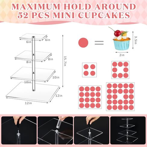 Ripeng 11 Pack Dessert Table Display Set Risers Display Stands, 3 Pcs Buffet Risers, 4 Tier Dessert Stands, 2 Serving Trays, 3 Mini Signs and 2 Serving Tongs for Christmas Birthday Party in Saudi Arabia