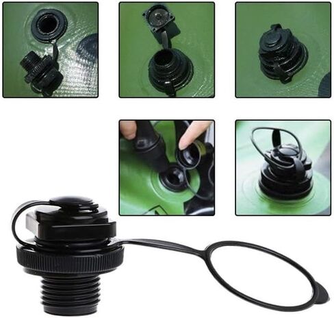 (24 مم) صمام هواء القارب القابل للنفخ، أغطية بديلة للقوارب القابلة للنفخ، سدادات هواء حلزونية للقارب، استبدال النفخ 0ne-Way لقوارب الكاياك القابلة للنفخ، أسود in Kuwait