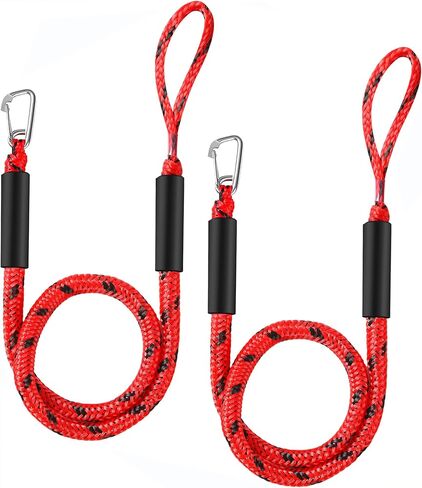 Bungee Dock Lines 2 Pack – Shock Absorbing Mooring Ropes for Boats, Pontoons & PWC, Stretch Length Options from 2 ft to 9 ft，with/Without Clip (one clip-5ft Stretches to 7ft) in Kuwait