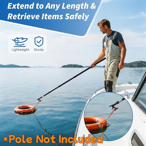 Boat Hook for Docking (Attachment Only) with Rubber Bumper, Twist-On Design Fits Standard Acme Threaded Poles, Ideal Boat Hook for Boating in Saudi Arabia