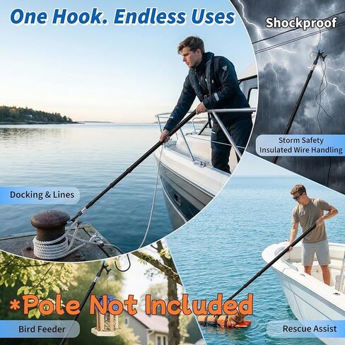 Boat Hook for Docking (Attachment Only) with Rubber Bumper, Twist-On Design Fits Standard Acme Threaded Poles, Ideal Boat Hook for Boating in Saudi Arabia