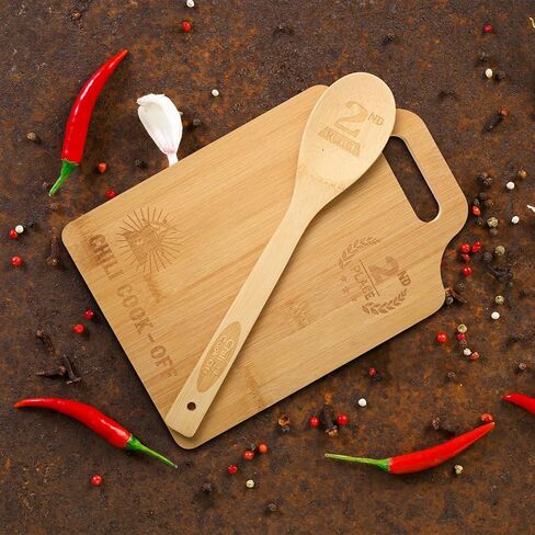 FoldTier Set of 3 Chili Cook off Prizes Chili Cook off Trophies Wooden Cutting Boards with Handle Spoon 1st 2nd 3rd Place Competition Gifts for Men Women(Classic Style) in Saudi Arabia