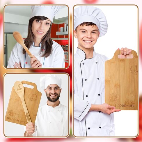 FoldTier Set of 3 Chili Cook off Prizes Chili Cook off Trophies Wooden Cutting Boards with Handle Spoon 1st 2nd 3rd Place Competition Gifts for Men Women(Classic Style) in Saudi Arabia