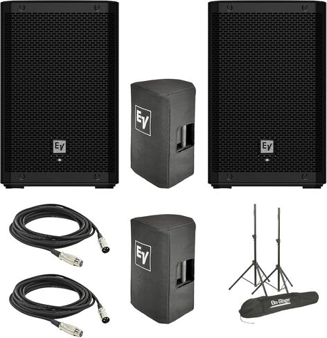 Electro-Voice ZLX-8P-G2 1000W 8" Bluetooth Powered Speaker (Pair) with Padded Speaker Covers, Speaker Stand Pack and 2X Professional Grade XLR Cables in Kuwait