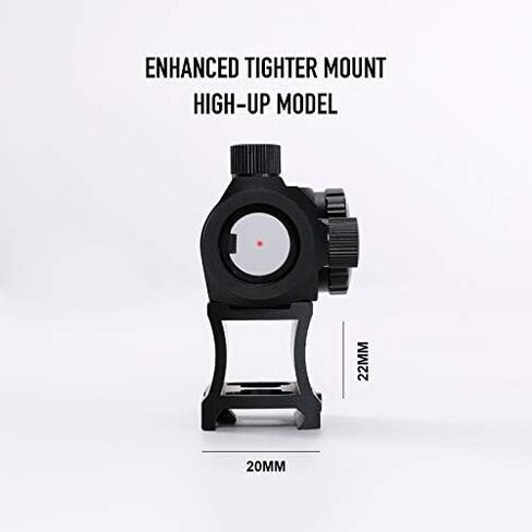 Hiram Green Red Dot Sight 1x20mm Micro Rifle Scope 4 MOA Reflex Sight مع شبكاني مضيء و7 مستويات سطوع، حامل نطاق Picatinny Rail Riser مقاس 20 مم، ملحق تكتيكي مضاد للضباب مقاوم للماء in Kuwait