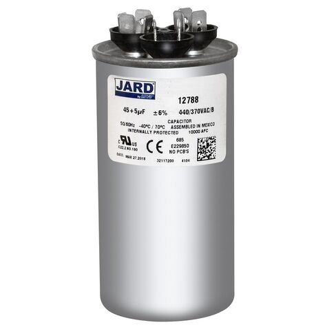 Goodman CAP050450440RTP 45 + 5 uf/Mfd 370/440 VAC Replacement Round Dual Universal Capacitor in Saudi Arabia