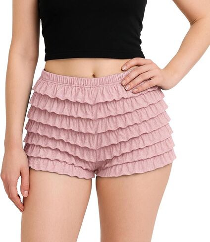 Malco Modes Booty Boy Short Bloomers for Lolita Clothes | Black Small Ruffle Booty Shorts for Womens Dresses in Kuwait