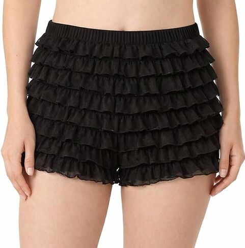 Malco Modes Booty Boy Short Bloomers for Lolita Clothes | Black Small Ruffle Booty Shorts for Womens Dresses in Kuwait