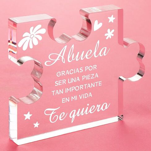 Funnli Gifts for Mom in Spanish, Regalos Mamá Acrylic Puzzle Plaque, Regalos para Mamá, Mothers Day Birthday Gift for Mom Spanish from Daughter Son in Saudi Arabia
