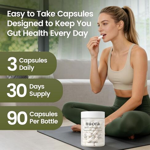 كبسولات صحة الأمعاء من نورا مع الفلفل الأسود البربرين - مكمل للأغشية الحيوية للأمعاء للنساء، توازن الجهاز الهضمي، غير معدل وراثيًا، 90 كبسولة (1) in Kuwait