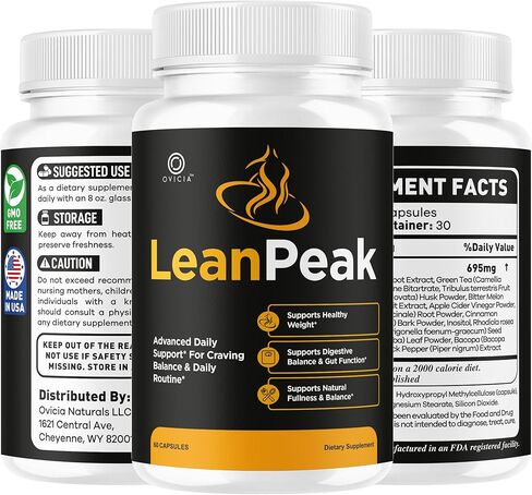 Lean Peak - كبسولات Lean Peak المتقدمة تدعم التركيبة الممتازة، حبوب LeanPeak القصوى قوة طبيعية تمامًا للصحة العامة ومراجعات العافية العامة، 60 كبسولة لمدة شهر واحد in Kuwait