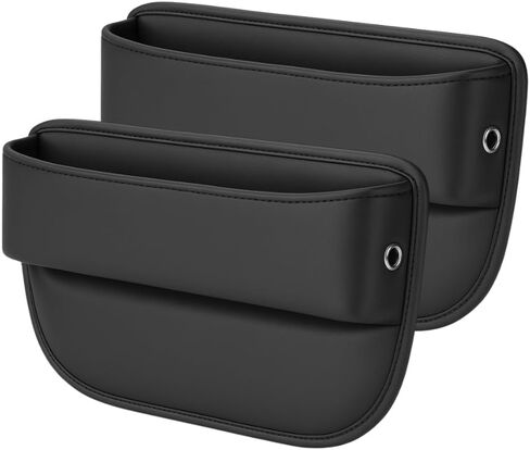 AC4®️ منظم حشو فجوات مقعد السيارة العالمي | تخزين جلد البولي يوريثان الفاخر للسيارات وسيارات الدفع الرباعي والشاحنات | منظم جيب السيارة للمقعد الأمامي، وفتحات الكابلات، والمحفظة، والنظارات الشمسية والأساسيات. in Kuwait