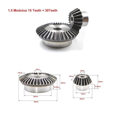 ترس ترس محرك ثقيل من الفولاذ 1 زوج 1:2 ترس مخروطي فولاذي 1.5 متر 15 أسنان + 30 أسنان 90 درجة تروس زاوية شبكية in Kuwait
