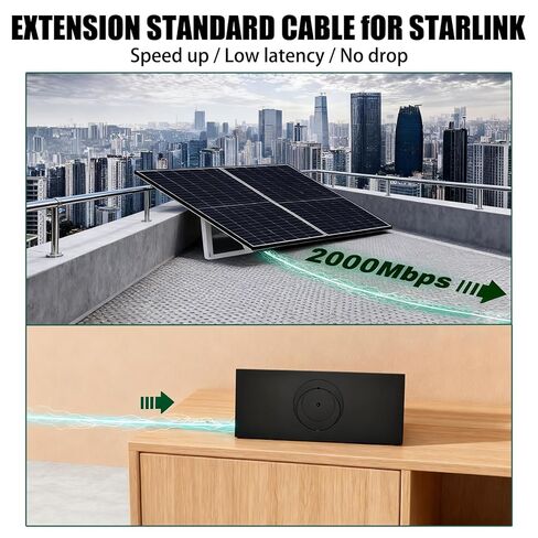 لكابل Starlink Gen 3 البديل 6FT/2M، امتداد خارجي مقاوم للماء لكابل Starlink المستطيل عبر الأقمار الصناعية V3 Ethernet in Kuwait