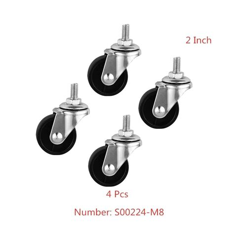 (Pack of 4) 2 Inch Casters Black PP Screw Swivel Wheel M8 Screw Furniture, Diameter 50mm Split Cart in Saudi Arabia