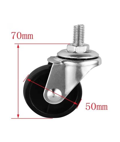 (Pack of 4) 2 Inch Casters Black PP Screw Swivel Wheel M8 Screw Furniture, Diameter 50mm Split Cart in Saudi Arabia