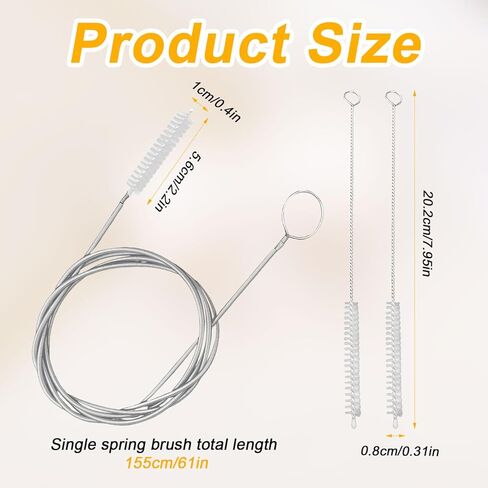 2pcs Straw Brushes & a Single-Head Spring Brush, Flexible Long Pipe Drain Cleaning Tool with Elastic Stainless Steel Reliable Sink Tube Cleaner for Car Sunroofs Refrigerator Drains Filtration Systems in Saudi Arabia
