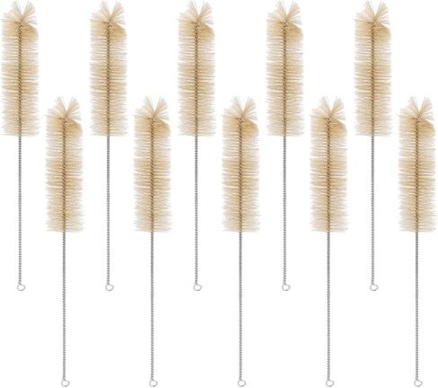 BorinGlass 10-Piece Test Tube Brushes, Soft Bristles with Durable Handles for Laboratory, Glassware, Flasks, Beakers and Tubes (Size M) in Saudi Arabia