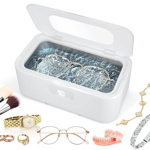 Ultrasonic Jewelry Cleaner – 49kHz 40W Professional Sonic Cleaner, 27oz 304 Stainless Steel Tank, 5 Modes Digital Timer, Ultra-Quiet for Eyeglasses, Watches, Dentures & Rings in Kuwait