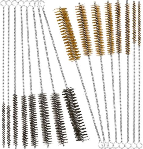16pcs Brass & Stainless Steel Wire Tube Brush Set, 30.5cm/12in Long Bore Brushes for Deep Cleaning Engine Parts Pipes Tubes Auto Cleaning HVAC Industrial Machinery (6mm/0.24in-25mm/1in) in Saudi Arabia