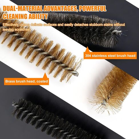 16pcs Brass & Stainless Steel Wire Tube Brush Set, 30.5cm/12in Long Bore Brushes for Deep Cleaning Engine Parts Pipes Tubes Auto Cleaning HVAC Industrial Machinery (6mm/0.24in-25mm/1in) in Saudi Arabia