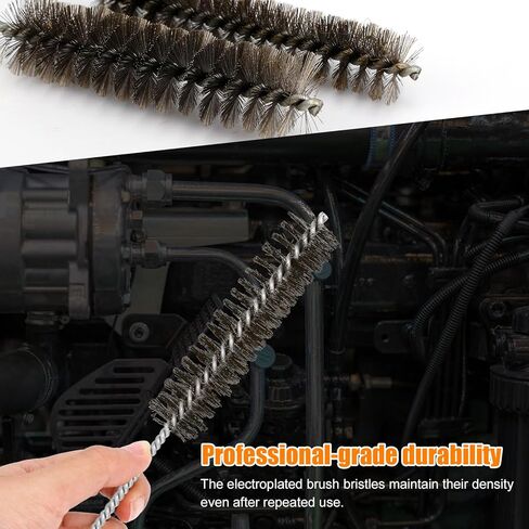 16pcs Brass & Stainless Steel Wire Tube Brush Set, 30.5cm/12in Long Bore Brushes for Deep Cleaning Engine Parts Pipes Tubes Auto Cleaning HVAC Industrial Machinery (6mm/0.24in-25mm/1in) in Saudi Arabia