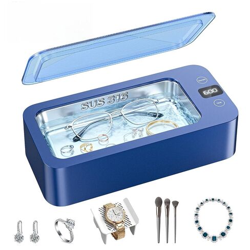 Ultrasonic Jewelry Cleaner, 316 Stainless Steel Tank,500ml Capacity,50khz Professional Ultrasonic Cleaner Machine for Jewelry, Eyeglasses, Watches, Dentures,5 Time Modes,(Blue). in Saudi Arabia