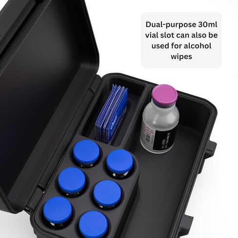 حافظة قارورة سعة 10 مل و30 مل - حقيبة سفر مزودة بمساحة للحقن ومناديل تحضير البشرة - تناسب ستة قوارير سعة 10 مل وقنينة واحدة سعة 30 مل in Kuwait