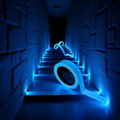 شريط يتوهج في الظلام، ملصق فلورسنت سبايك لجدران السلالم وخطوات السلامة ومخارج اللافتة، شريط تحذيري، أشرطة مضيئة ذاتية اللصق (9.8 قدم) in Kuwait