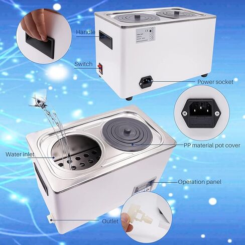 Digital Thermostatic Lab Water Bath with Timing Function, Electric Water Bath Heater 2/4/6 Hole Stainless Steel Inner Tank, with Selectable Openings (4 Holes) in Saudi Arabia
