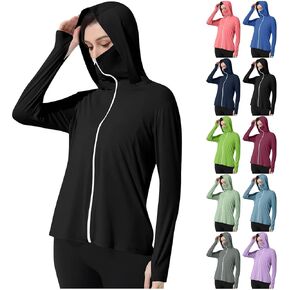 Rash Guard for Women UV Protection Shirts Spf 50 Long Sleeve Hooded Shirts Zip Up Hoodie Hiking Fishing Sun Shirts in Saudi Arabia