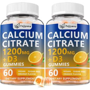 (عبوتان) علكات الكالسيوم مع فيتامين د3، 1200 مجم من مكملات الكالسيوم للنساء والرجال، تدعم صحة العظام والعضلات والأسنان، علكات مملوءة بالسوائل مع امتصاص أسرع 5 مرات، نباتي - 120 قطعة in Kuwait