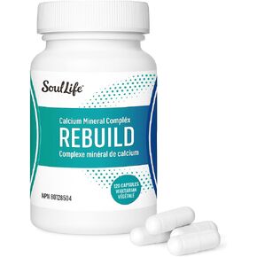 SoulLife Rebuild -Calcium Mineral Complex with Magnesium - Made with Lithothamnium Calcareum Seaweed - Plant-Based Daily Vitamins for Joint Support Supplement - 120 Vegetarian Capsules in Kuwait