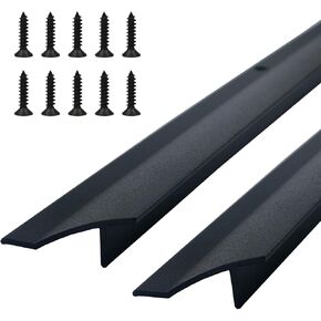 35.43 in / 90cm L Aluminum Door Drip Cap with Screws, Rain Drip Guard, Door Bottom Sweep Edge Deflector,Overall Height 1-1/2 in, 2 Pcs Black in Kuwait