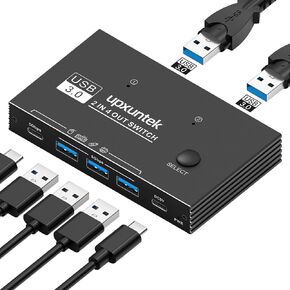 محول USB 3.0 بـ 4 منافذ - محول USB 2 جهاز كمبيوتر يشارك أجهزة USB-C/A (لوحة المفاتيح، الماوس، الطابعة)، مع كابل USB-A إلى C و2 كابل USB-A إلى A in Kuwait