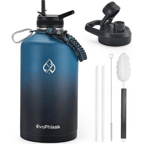 64 oz Insulated Water Bottle(Cold for 48Hrs), Large Stainless Steel Water Bottle BPA Free, Leak Proof Half Gallon Water Jug for Sport, Hiking, Camping, Travel, Indigo Black in Saudi Arabia
