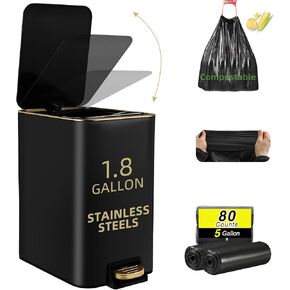 XLHOMO Small Bathroom Trash Can with Press Type Lid, 2Pcs Wicker Storage Baskets,Slim White Garbage Can,Slim Plastic Narrow Trash Bin 2.6 Gallon Garbage Bin for Office, Bedroom in Kuwait