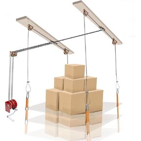 Heavy Duty Overhead Garage Storage Pulley Lift System, 300LBS Load Capacity, Ceiling Mounted Rack with Adjustable Height, for Bikes, Boxes and Bins, Home Garage Organization Not Include Racks in Saudi Arabia