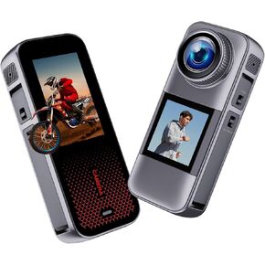 كاميرا أكشن مع شاشة مزدوجة الألوان، كاميرا مقاومة للماء للجسم مناسبة لكاميرات خوذة الدراجات النارية أثناء السفر، مجهزة ببطاقة 32 جيجابايت وبطاريتين ومجموعات تركيب متنوعة in Kuwait