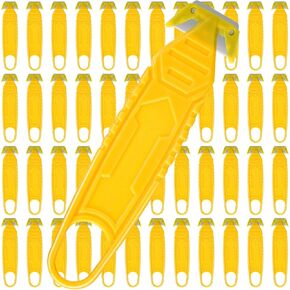 Therwen Safety Box Cutter Knife of Stainless Steel Concealed Blade Package Opener with Tape Splitter for Carton Cardboard Wrap Letter Work Bag Straps Film Utility Tool (Yellow,10 Pcs) in Kuwait