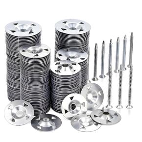 Foam Board Fasteners and Washers Kit - 400 PCS Plastic Insulation Fasteners for Rigid Foam (EPS XPS) & Tile Backer Board, 1-1/8 Inch Screws with Anti-Crush Washers (200 Screws & 200 Washers) in Saudi Arabia