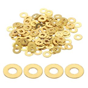 PATIKIL M4 Flat Washers, (4mm ID 10mm OD 0.8mm Thickness, Golden) (80 Pcs), Brass Metric Sealing Gasket Ring Crush Washer Spacers for Faucets/Garden/Bolts/Screws/Hose Pipe in Kuwait